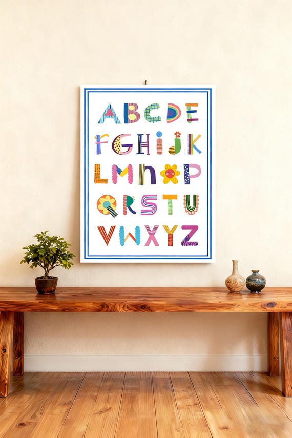 Colorful Alphabet Poster, Nursery Classroom Decor