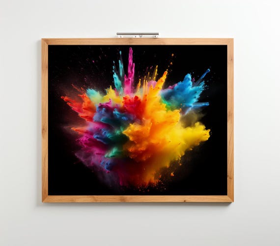 Colorful Powder Explosion Print Abstract Wall Art For Modern Home