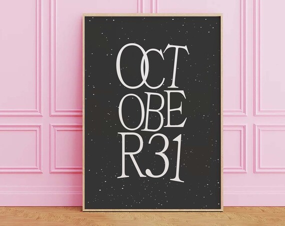 October 31 Minimal Black Halloween Date Typography Wall Decor Poster