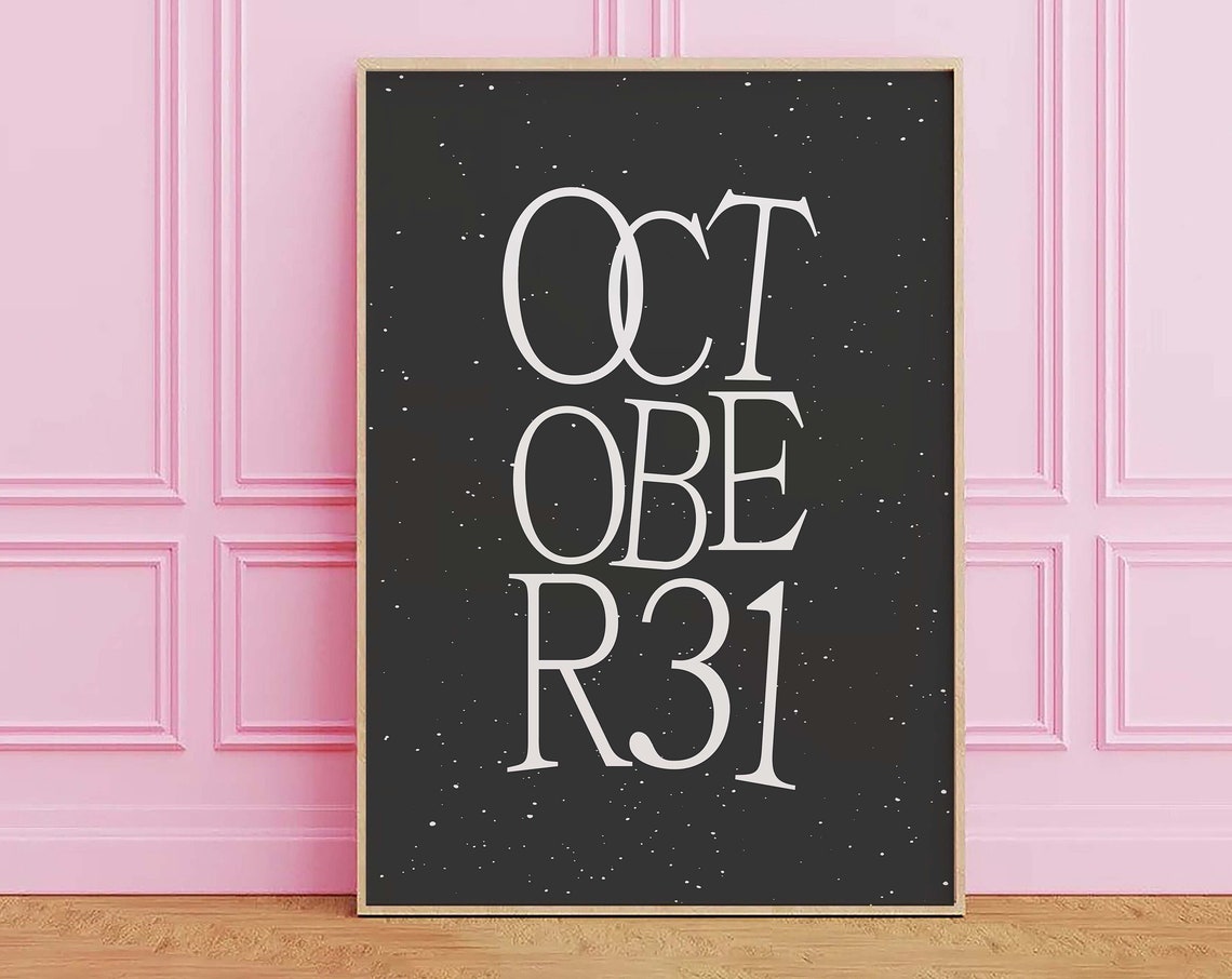 October 31 Minimal Black Halloween Date Typography Wall Decor Poster