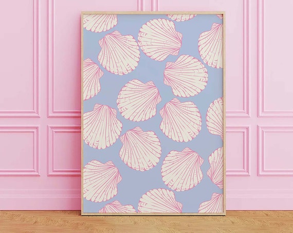 Seashells Print Art Cute Summer Art Print Girly Wall Art Trendy Beach House Decor Coastal Wall Art