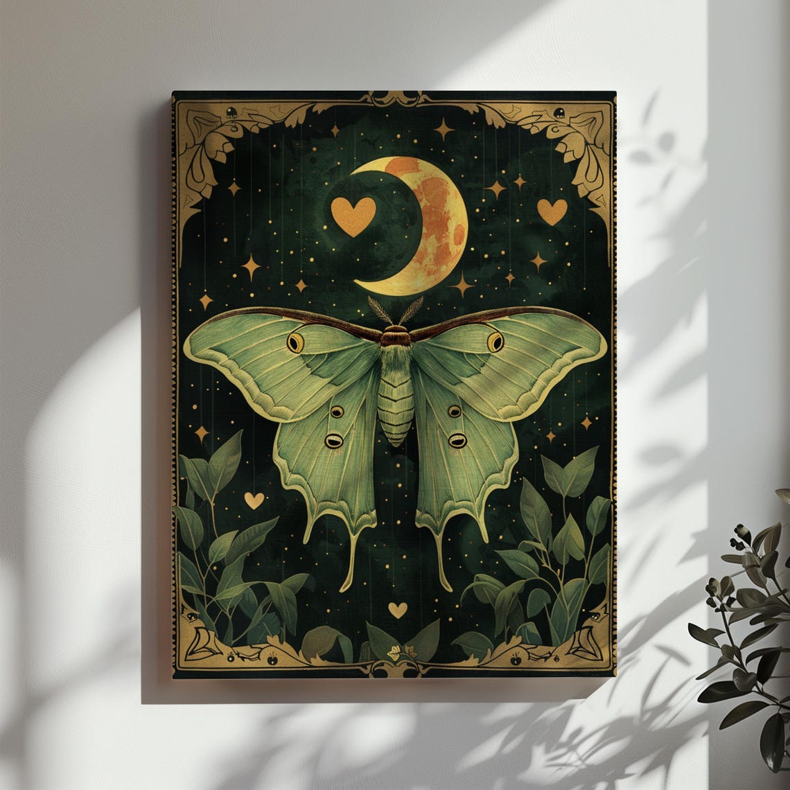 Luna Moth with Crescent Moon Dark Celestial Witchy Moonlight Poster - Image 3