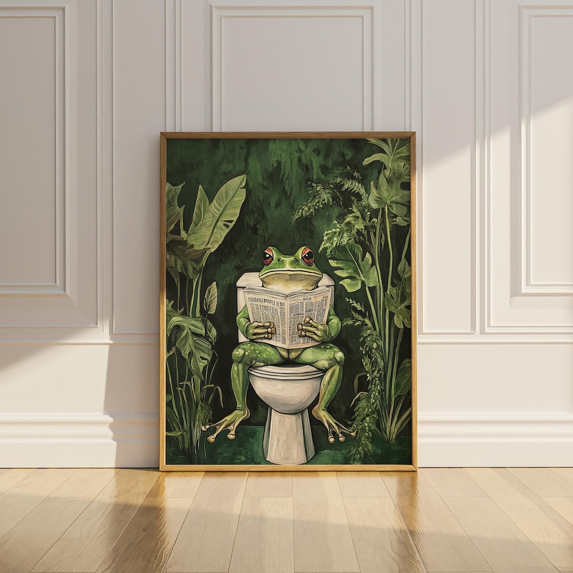 Frog Toilet Bathroom Wall Decor, Funny Botanical Print - Image 2