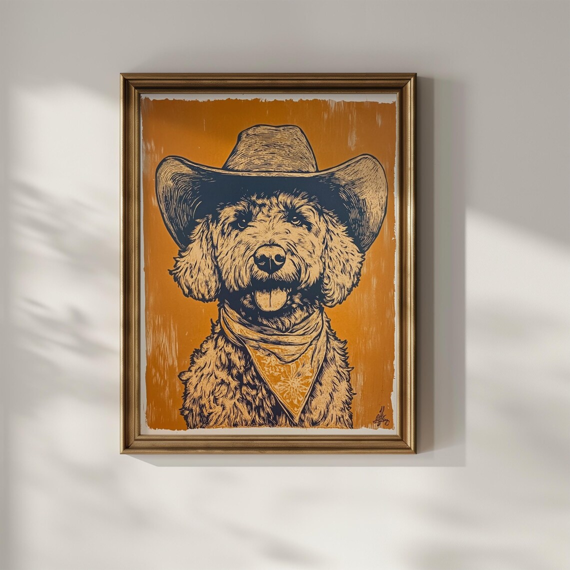 Goldendoodle Cowboy Hat Poster, Western Dog Lover - Image 3
