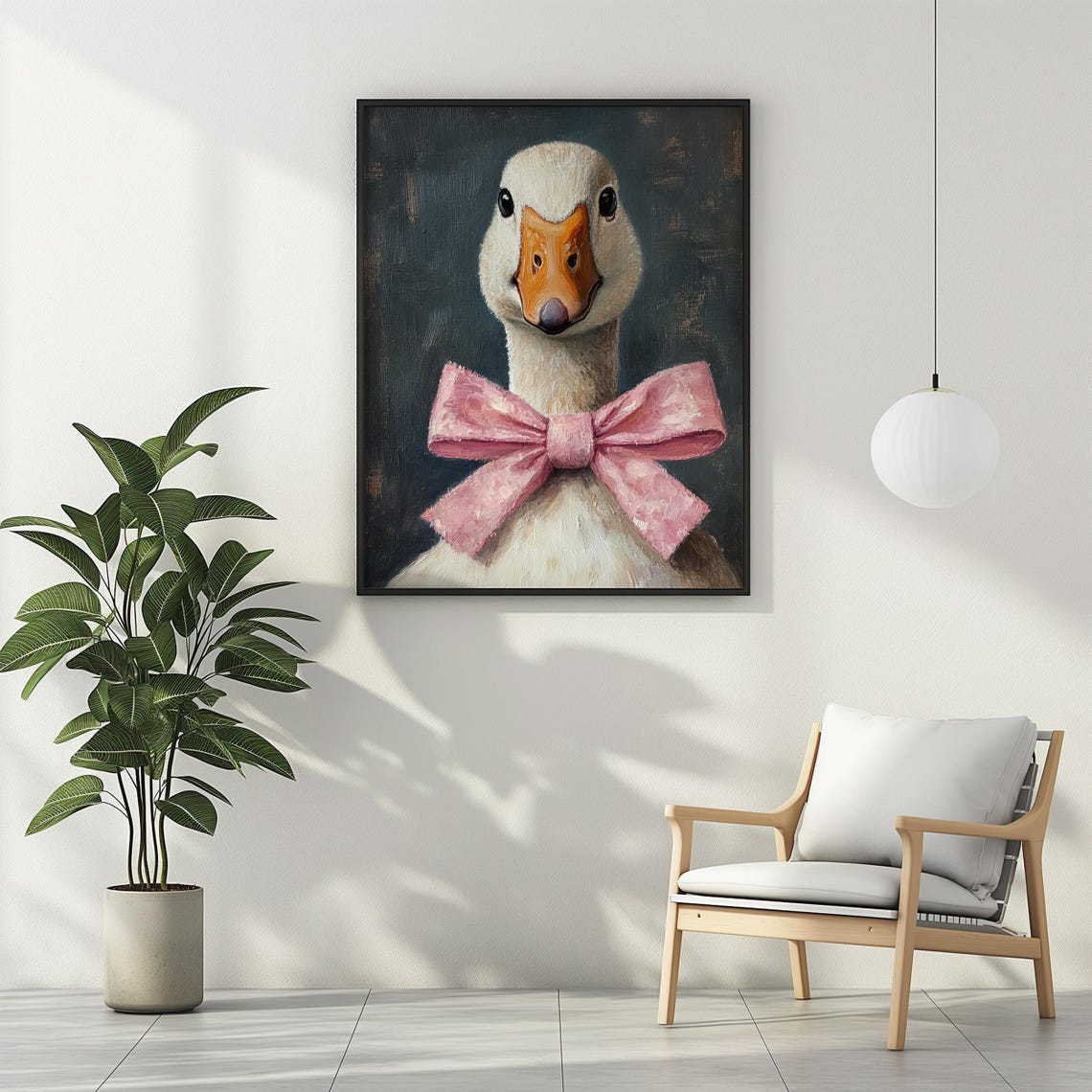 Goose Coquette Bow Poster Print Pink Silly Goose Nursery Wall Art Vintage Oil Painting Kids Baby Girls Preppy Room Wall Decor Matte Poster - Image 2