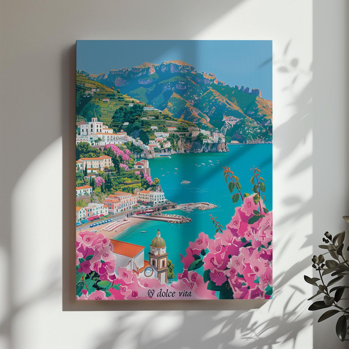 Dolce Vita Italian Coast Town Travel Poster Turquoise Sea Art - Image 3