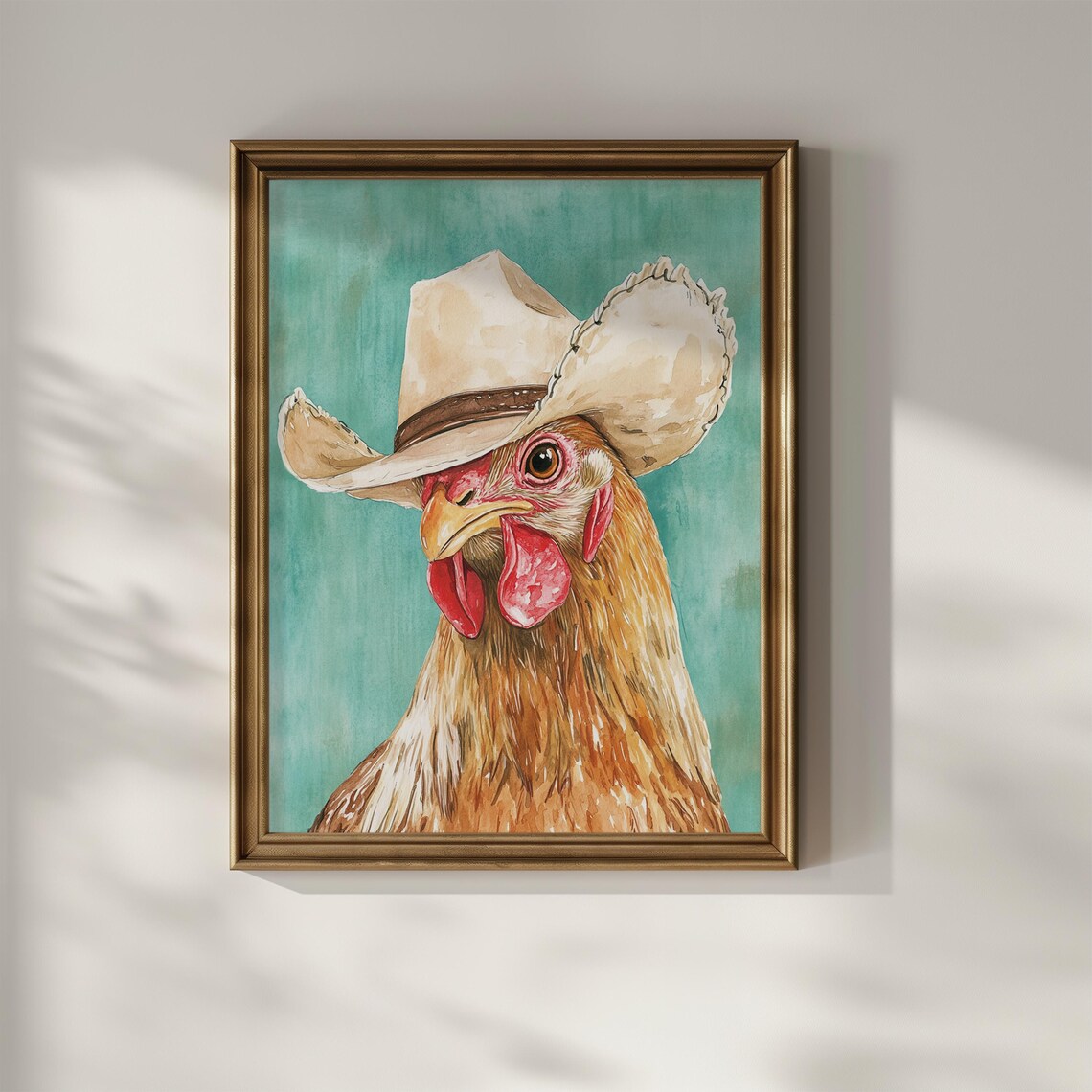 Chicken Wearing Cowboy Hat Funny Farmhouse Art Print - Image 3
