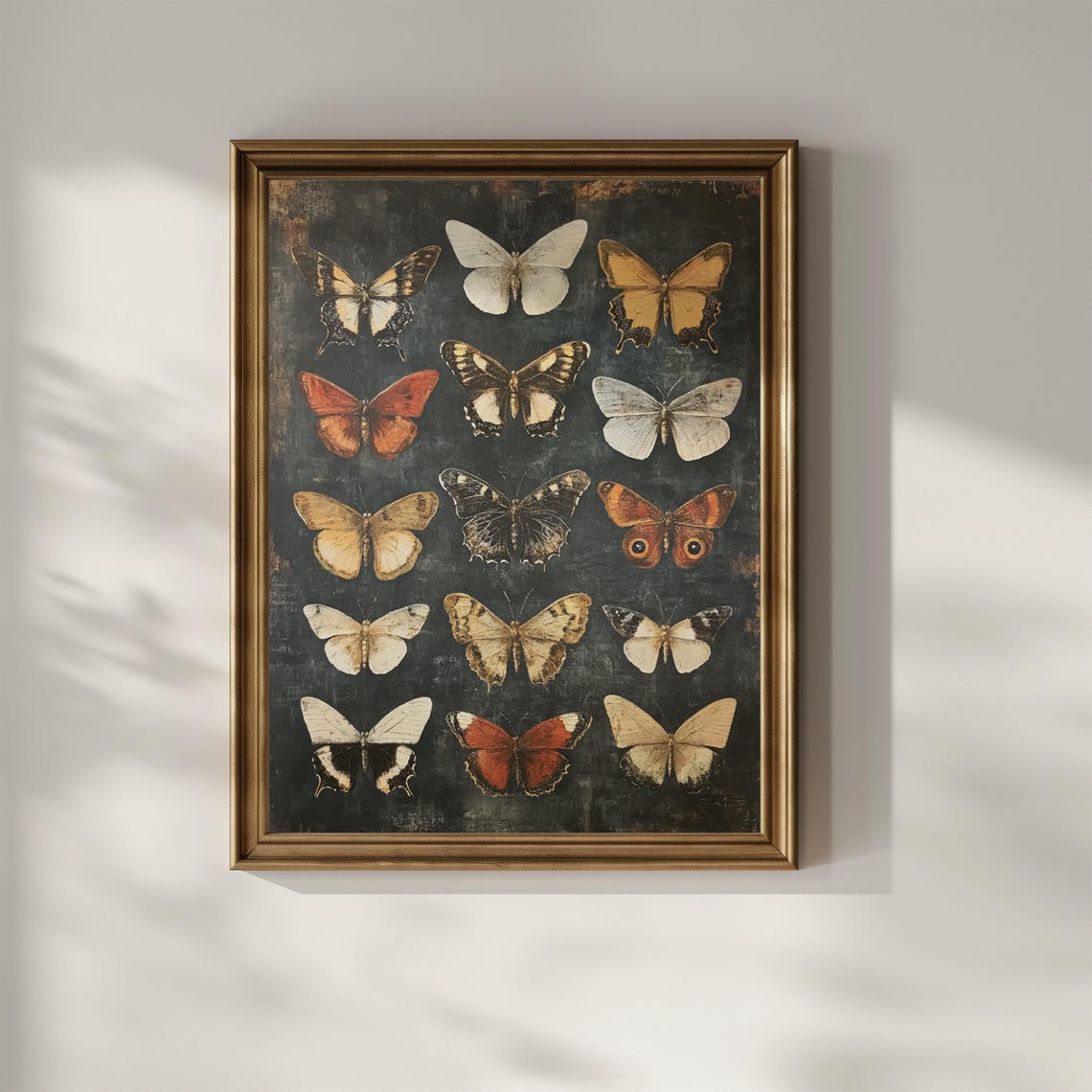 Fifteen Butterfly Specimen Grid Moody Gothic Dark Academia Poster - Image 2