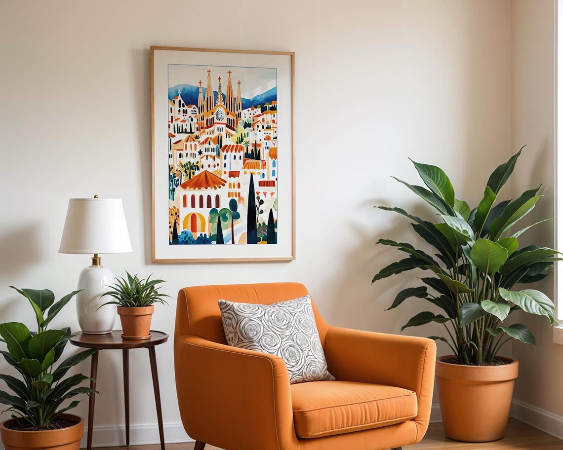 Sagrada Familia Illustration, Barcelona Travel Poster - Image 2