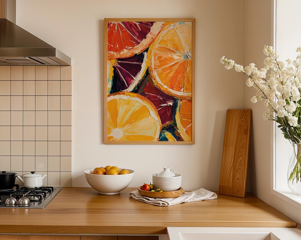 Orange Slices Fruit Painting, Tropical Citrus Art - Image 5