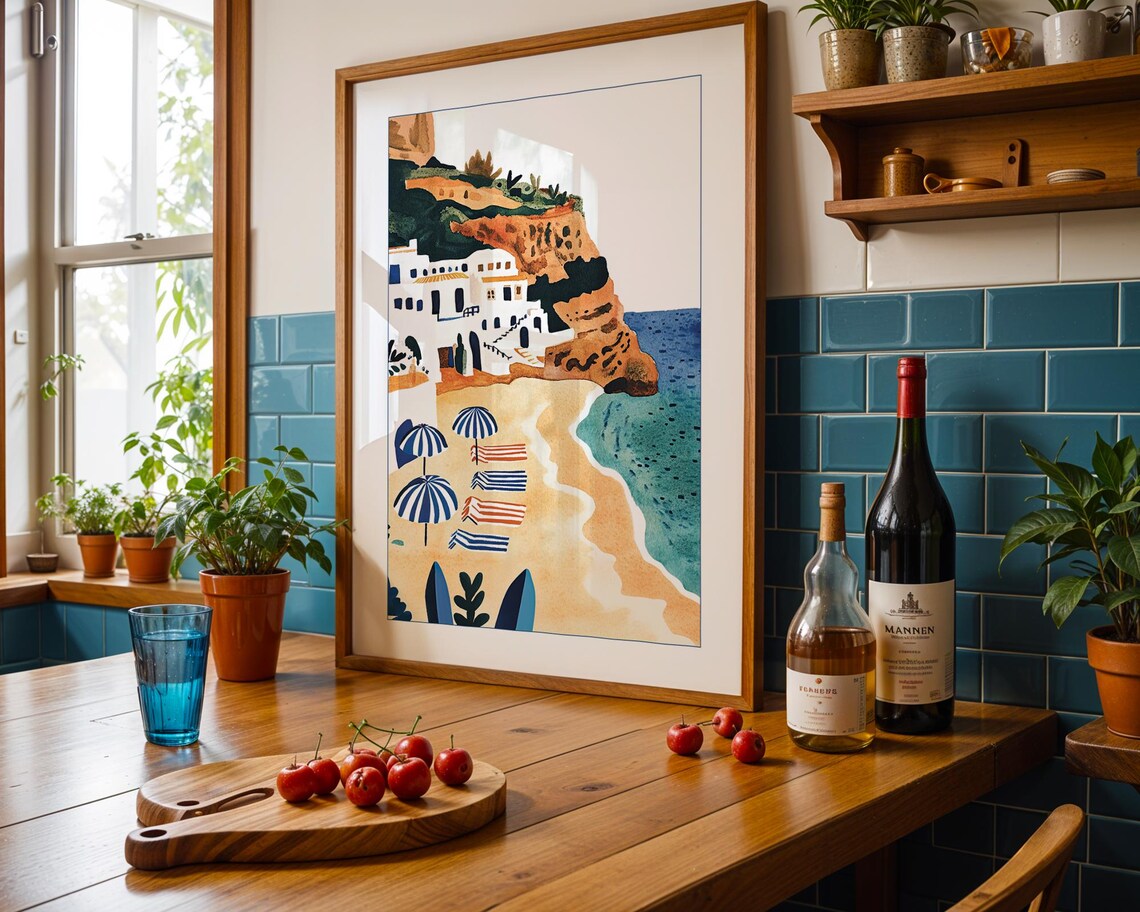 Mediterranean Beach Print, Greek Island Architecture - Image 6