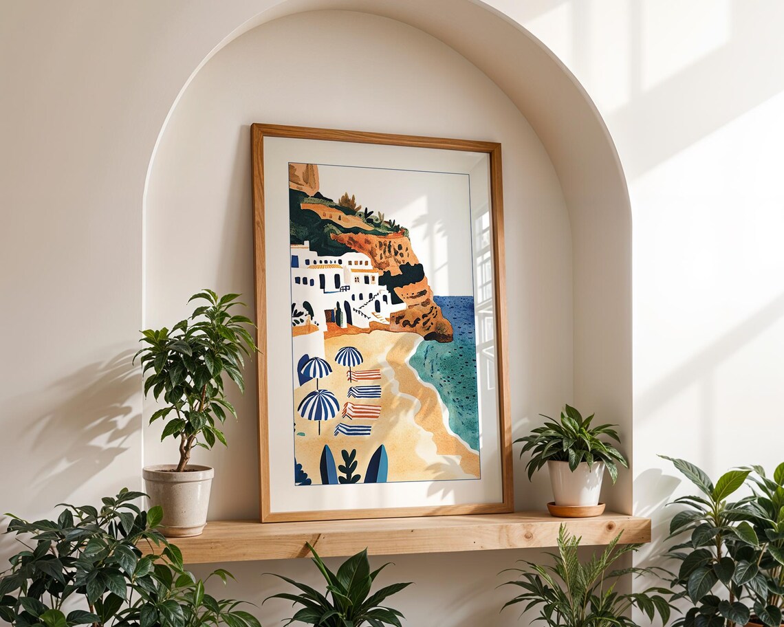 Mediterranean Beach Print, Greek Island Architecture - Image 3