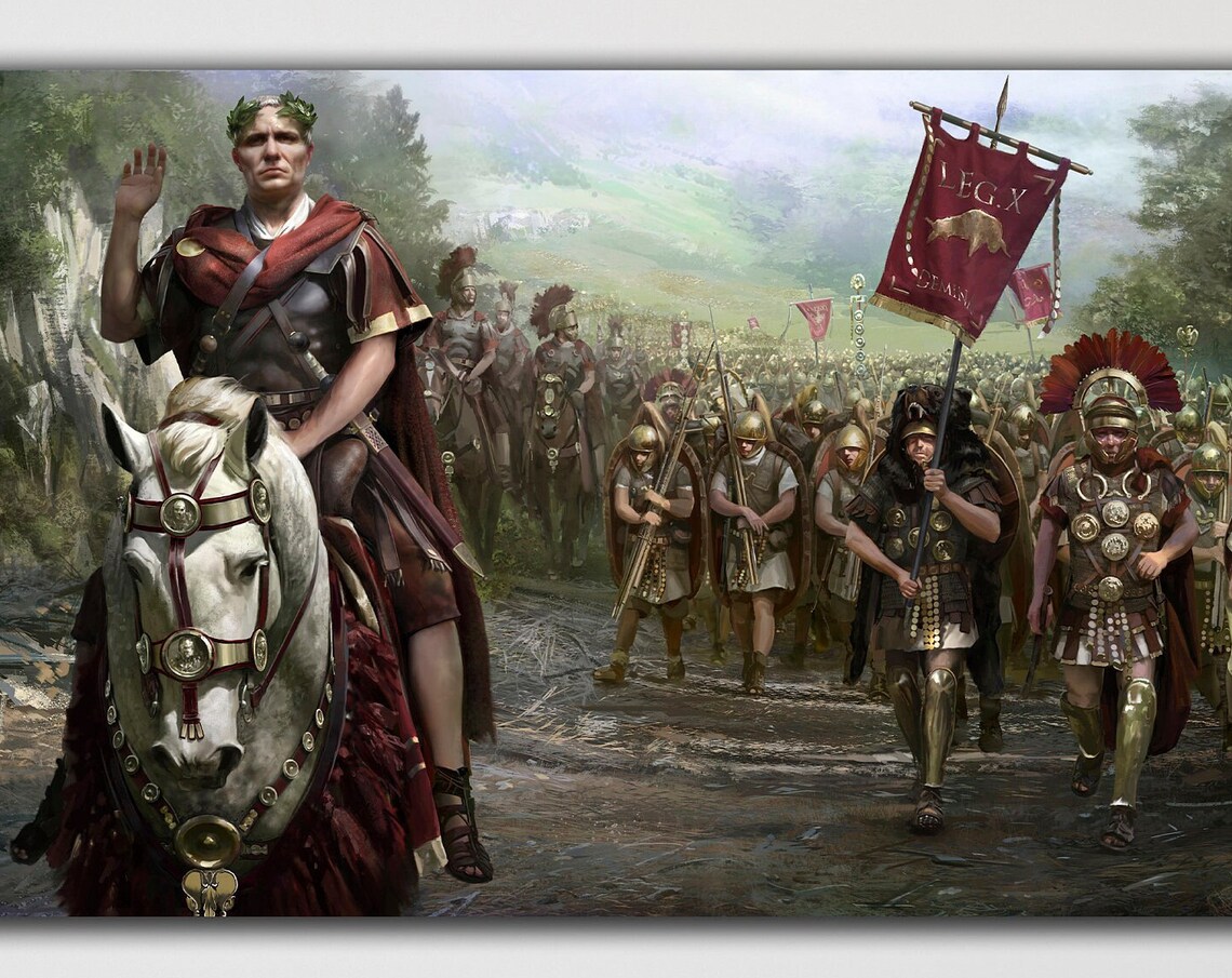 Julius Caesar and His Legions, Ancient Rome Art Print