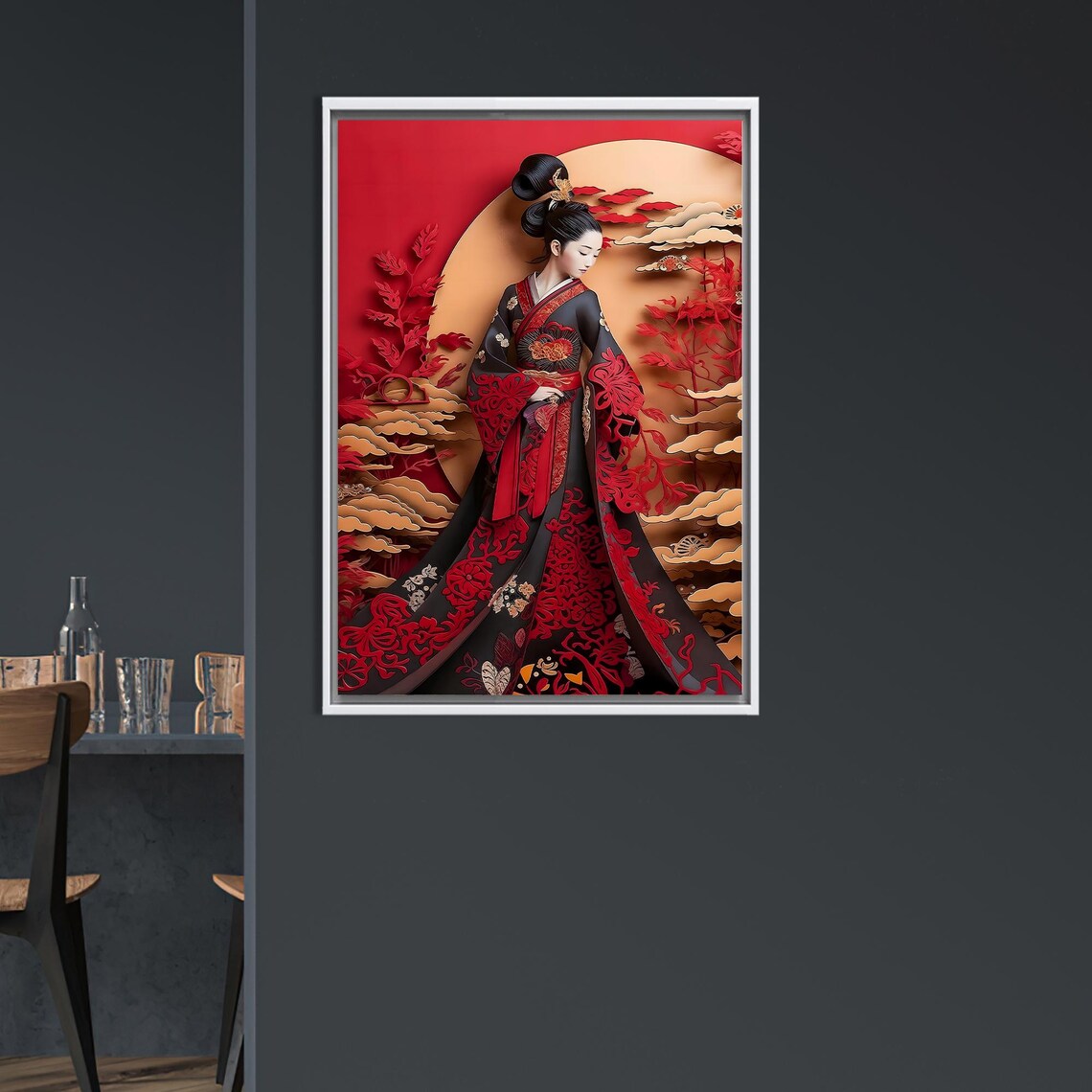 Geisha Japanese Woman Art Poster, Holiday Decor