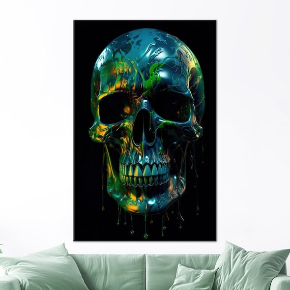 Bohemian Wall Art Personalized Gift Colorful Skull Hanging Hangings Abstract Artwork Modern Canvas Boho Decor