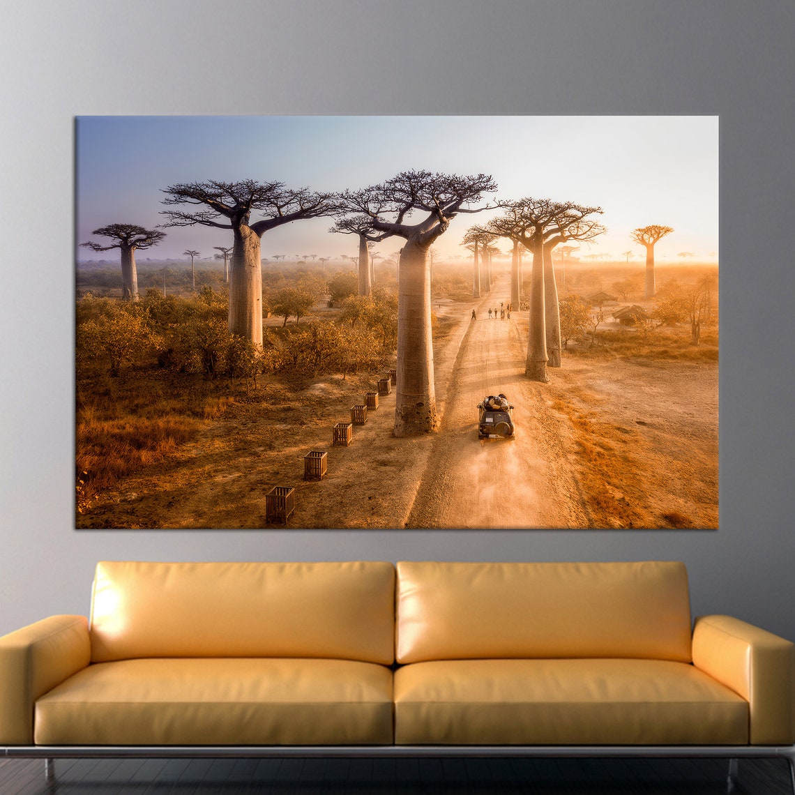 Baobab Tree Avenue Madagascar Golden Sunset Landscape Poster