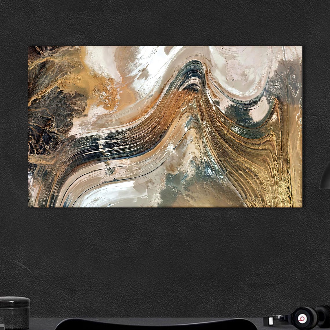Bohemian Marble Swirl Abstract 3D Texture Beige Brown Art Poster
