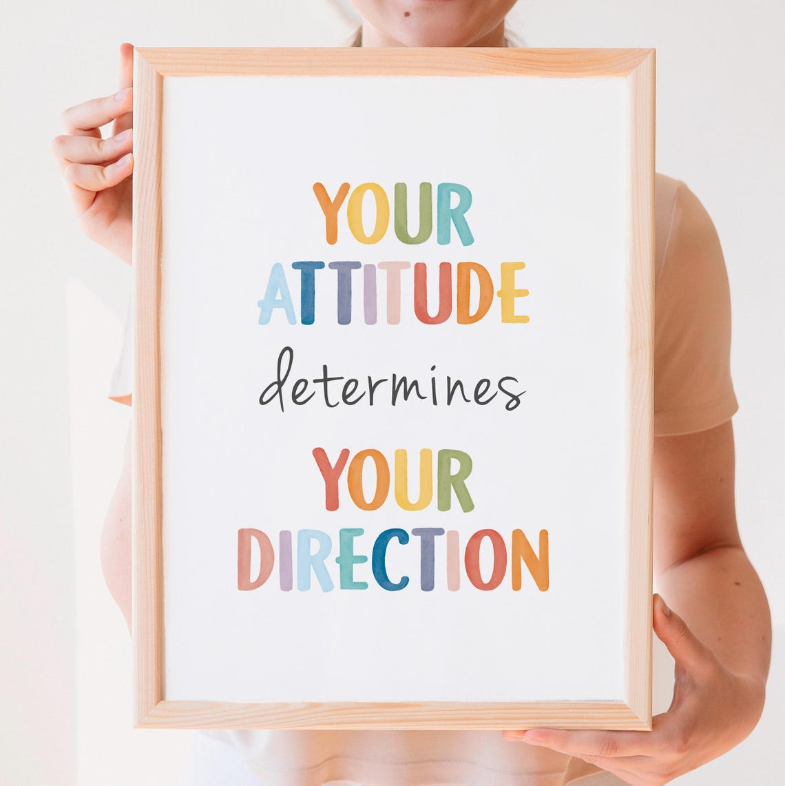 Your Attitude Determines Your Direction Rainbow Watercolor Poster - Image 7