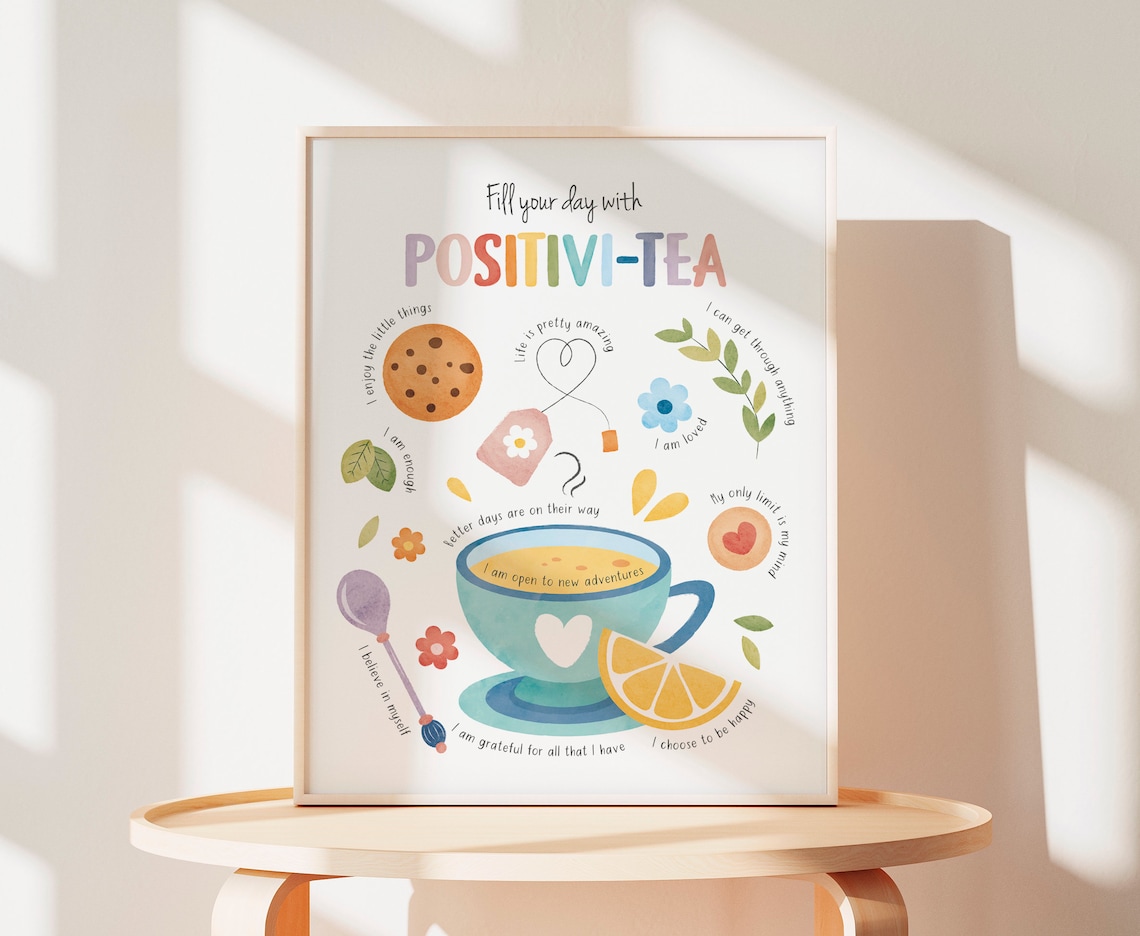 Positivi Tea Positivity Affirmations Poster Print - Image 3