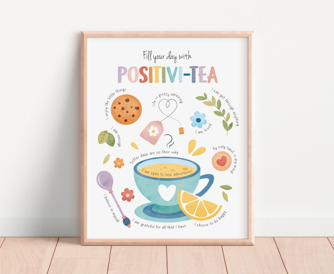 Positivi Tea Positivity Affirmations Poster Print - Image 7