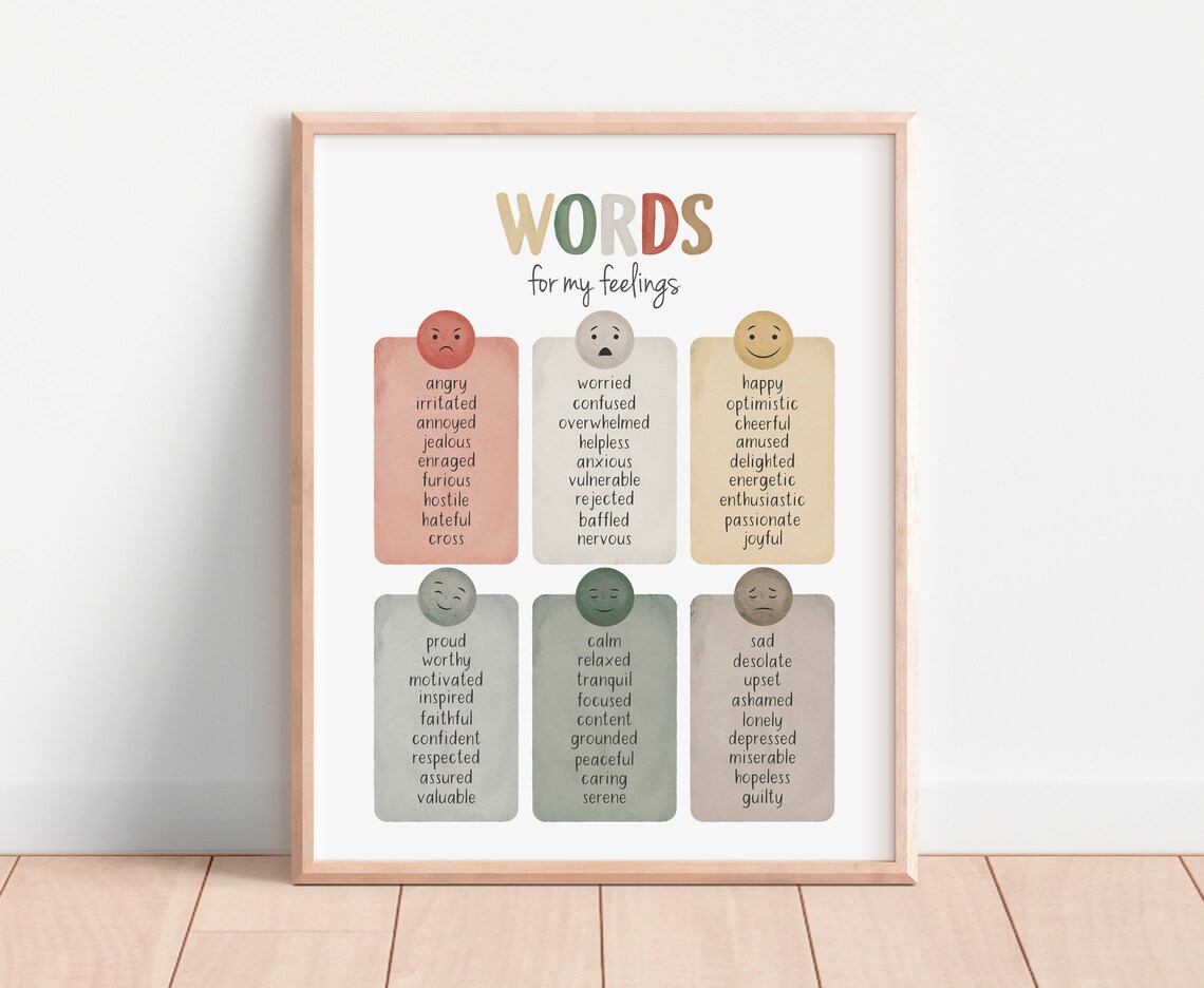 Words For My Feelings Poster, Emotional Regulation Chart - Image 4