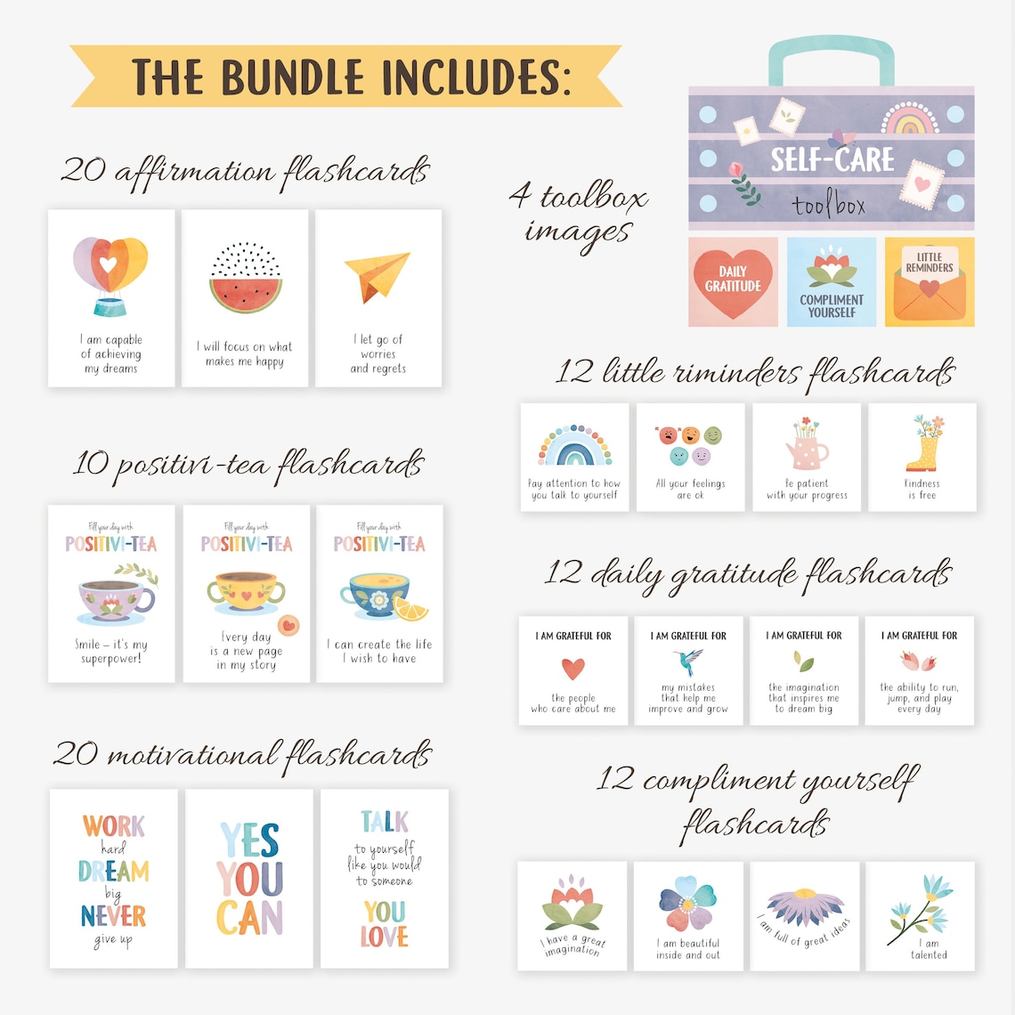 Self Care Flashcards Bundle, Confidence Affirmations Art Print - Image 8