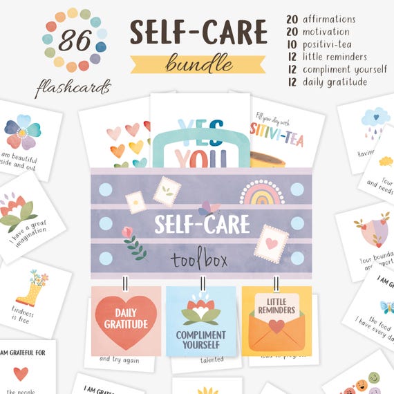 Self Care Flashcards Bundle, Confidence Affirmations Art Print