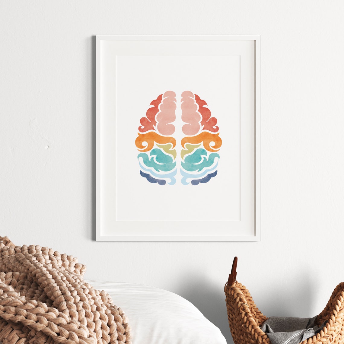 Rainbow Watercolor Brain Neurology Anatomy Therapy Office Art Poster - Image 8