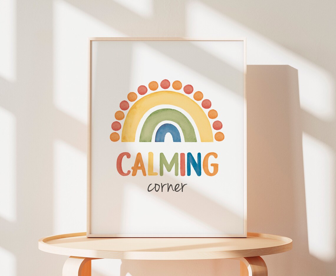 Calming Corner Rainbow Primary Colors Watercolor Kids Room Poster - Image 4