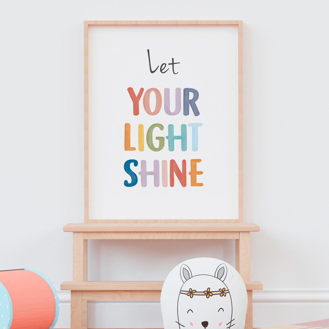 Let Your Light Shine Rainbow Watercolor Inspirational Quote Poster - Image 8