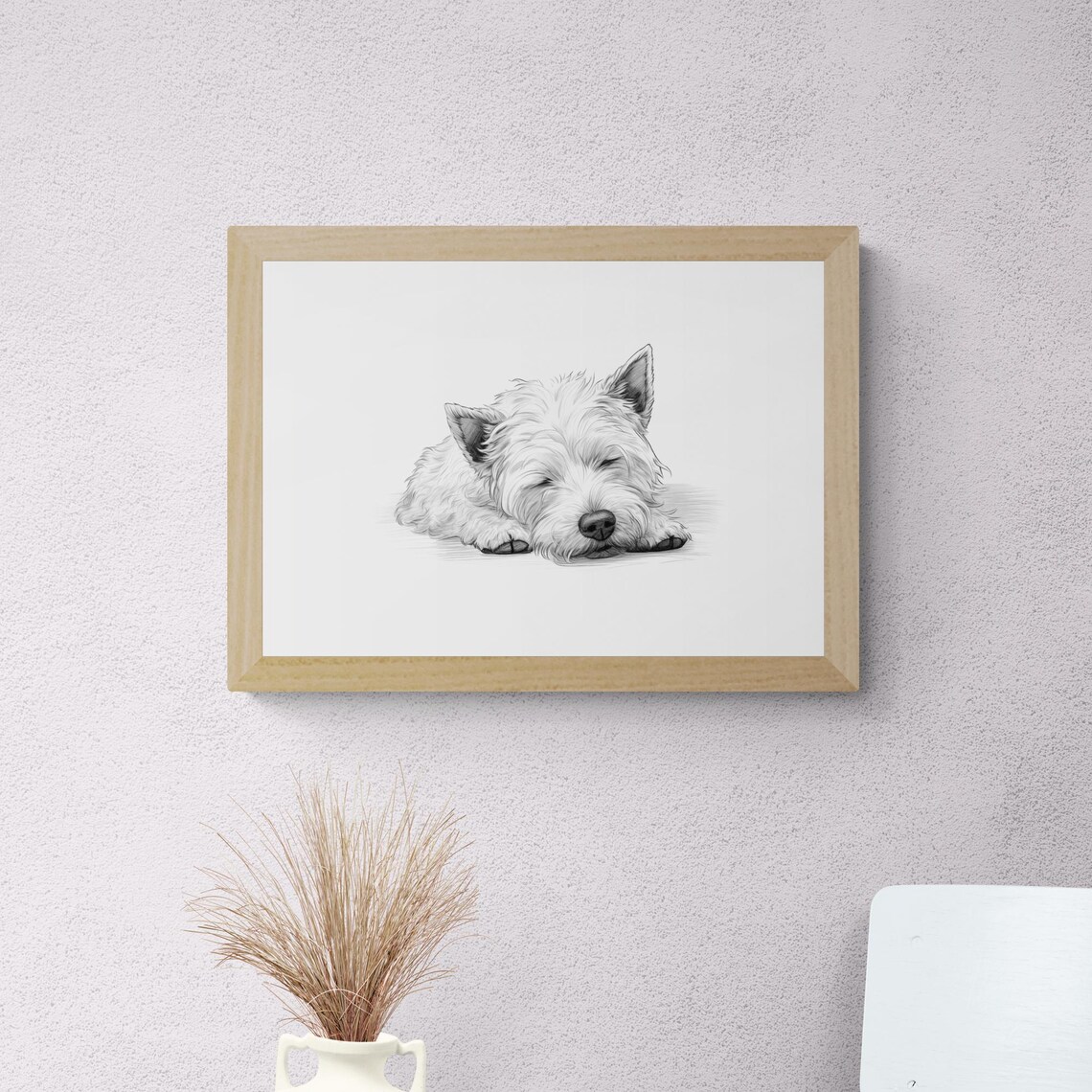 Sleeping West Highland White Terrier, Vintage Art Print - Image 2