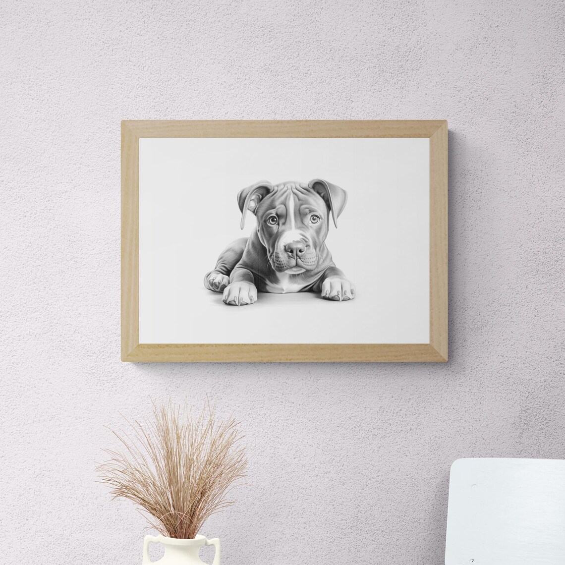Staffordshire Bull Terrier Puppy Pencil Sketch Adorable Cute Dog Print - Image 2