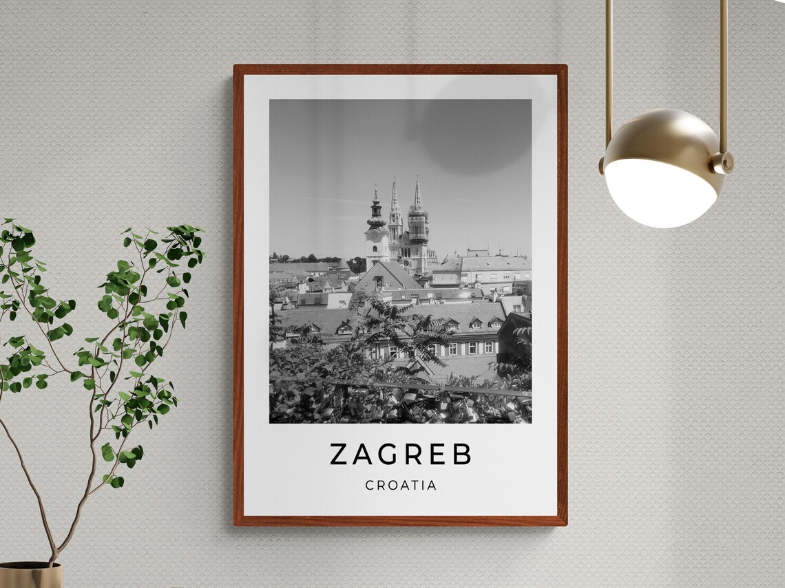 Zagreb Travel Poster, Croatia Monochrome - Image 3