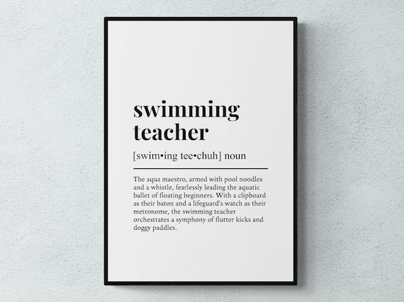 Swimming Teacher Funny Definition Job Gift Art Print
