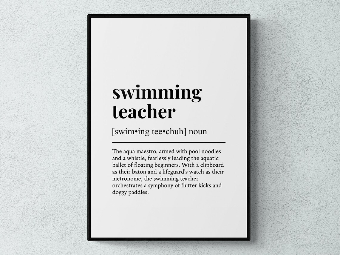 Swimming Teacher Funny Definition Job Gift Art Print
