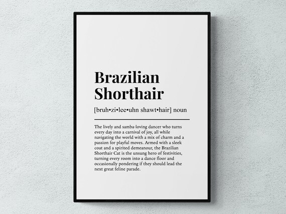 Brazilian Shorthair Cat Funny Dictionary Definition Minimalist Wall Print