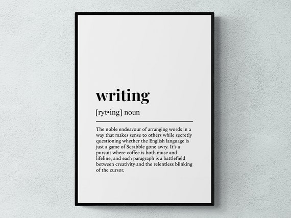 Writing Funny Definition Wall Art Print, Hobby Humor