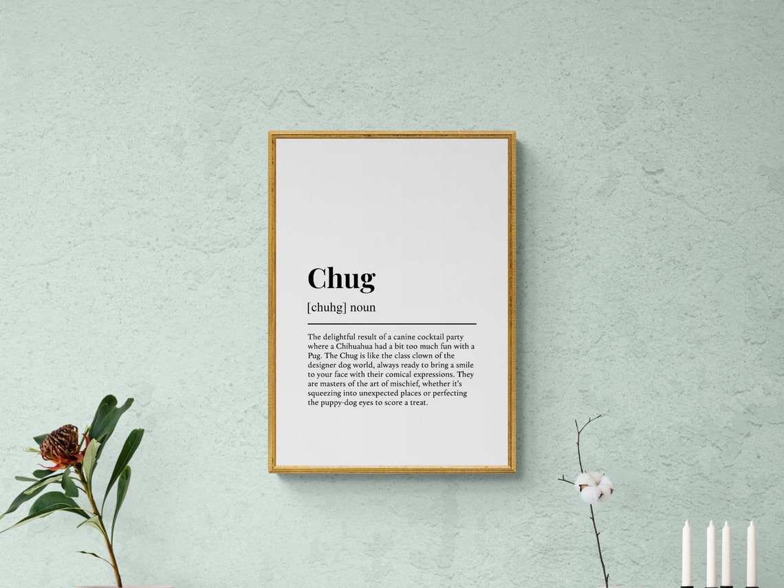 Chug Dog Funny Dictionary Definition Black White Humor Poster - Image 2