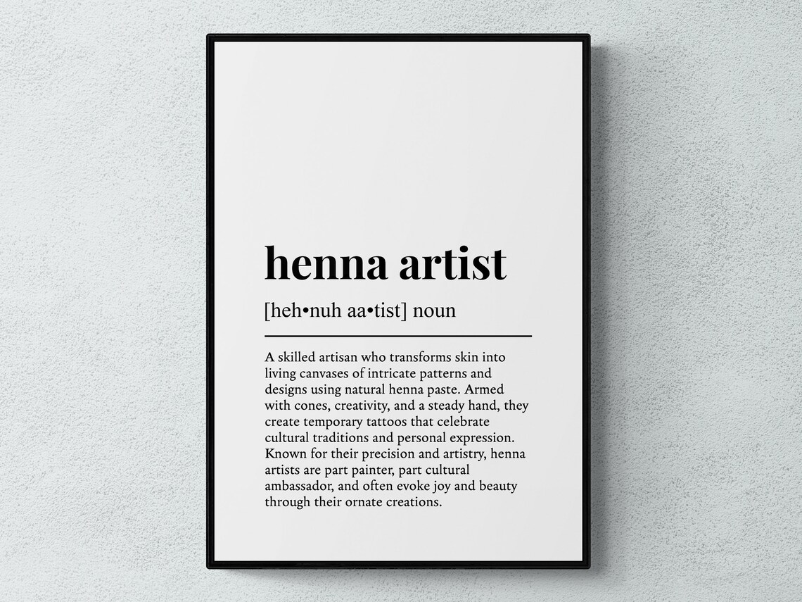 Henna Artist Funny Definition Job Work Gift Wall Art Print