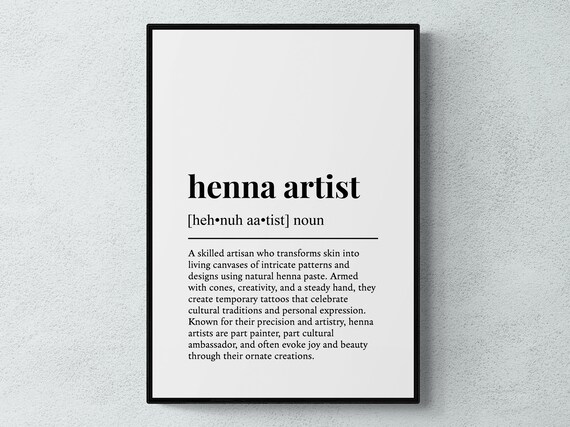 Henna Artist Funny Definition Job Work Gift Wall Art Print