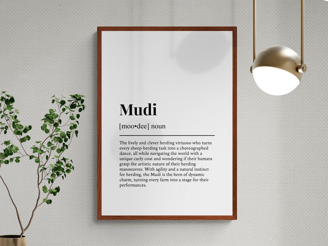 Mudi Funny Definition Dog Art Print - Image 3