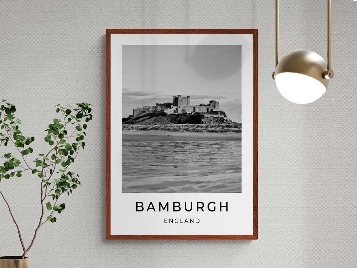 Bamburgh England Castle On Rocky Outcrop Over Sandy Beach View Poster - Image 3