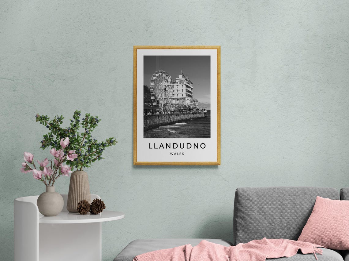 Llandudno Wales Pier Ferris Wheel Grand Hotel Seafront View Poster - Image 2