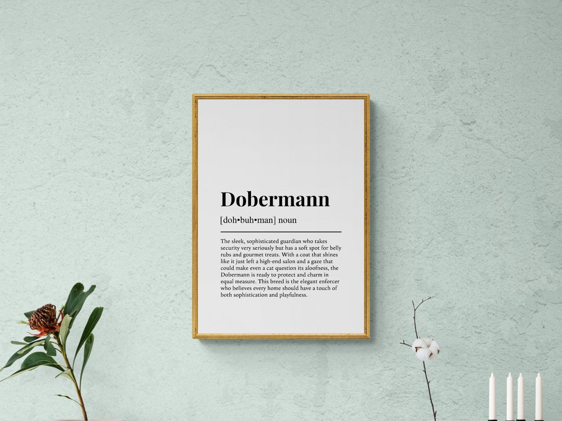 Dobermann Definition Dictionary Style Guard Dog Breed Poster - Image 2