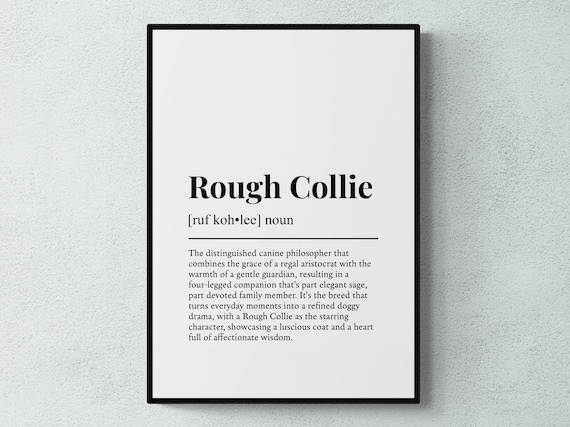 Rough Collie Funny Definition Dog Wall Art Print