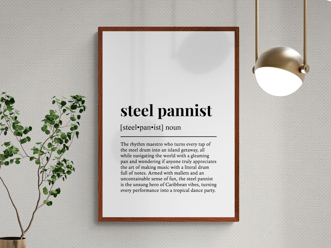 Steel Pannist Funny Dictionary Definition Minimalist Music Gift Poster - Image 3