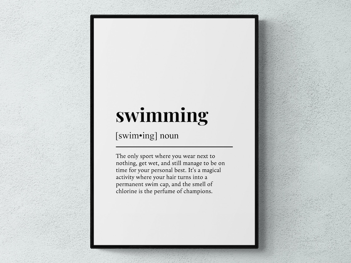 Swimming Funny Definition, Sport Humor Art Print