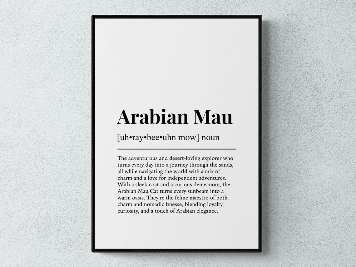 Elegant Arabian Mau Cat Funny Dictionary Definition Gift Poster