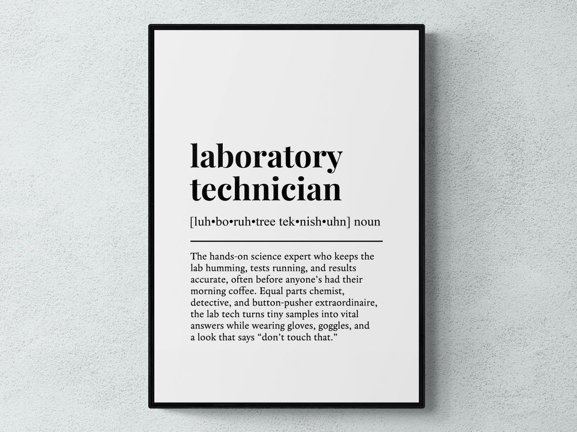 Laboratory Technician Funny Definition Job Work Gift Wall Art Print