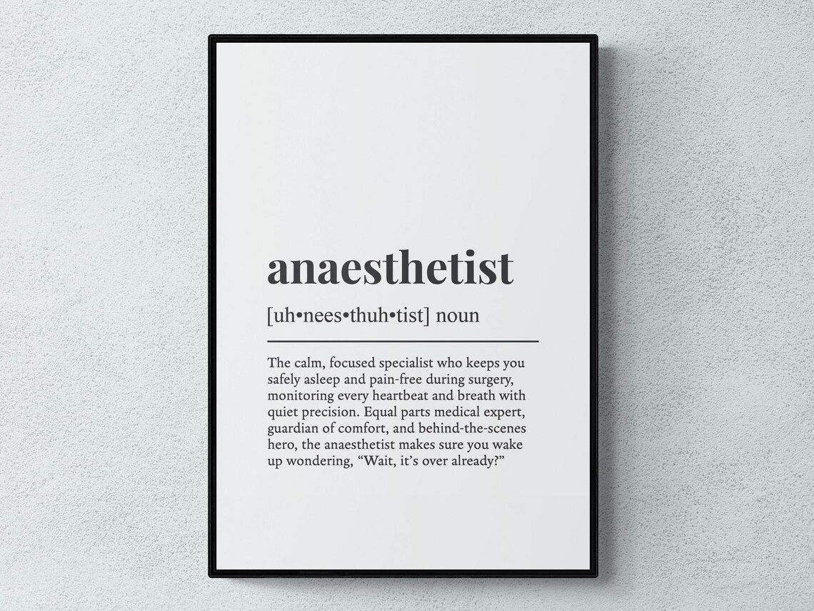 Anaesthetist Funny Definition Job Work Gift Print